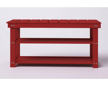 FaFurn Wooden 2-Shelf Shoe Rack Storage Bench - Red