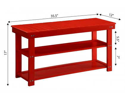 FaFurn Wooden 2-Shelf Shoe Rack Storage Bench - Red