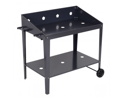 FaFurn - Garden Potting Bench with Wheels in Black, Metal