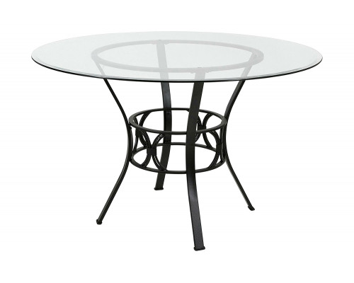 FaFurn - Round 48-Inch Clear Glass Dining Table with Black Metal Frame