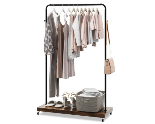 FaFurn - Garment Rack Clothes with Bottom Shelf in Black, Iron