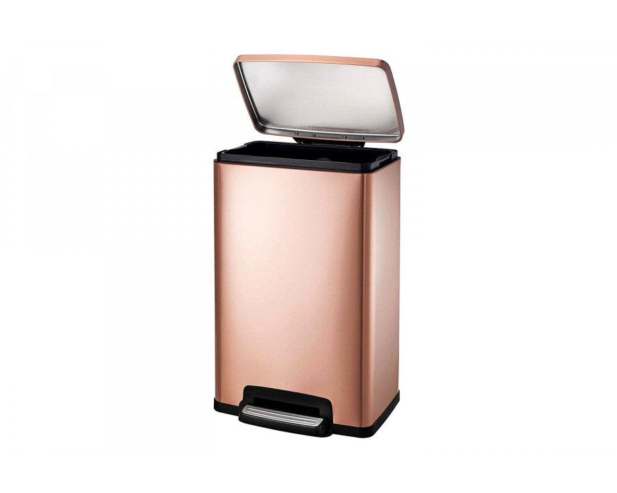 FaFurn Stainless Steel 13-Gallon Kitchen Trash Can with Step Lid - Copper Rose Gold