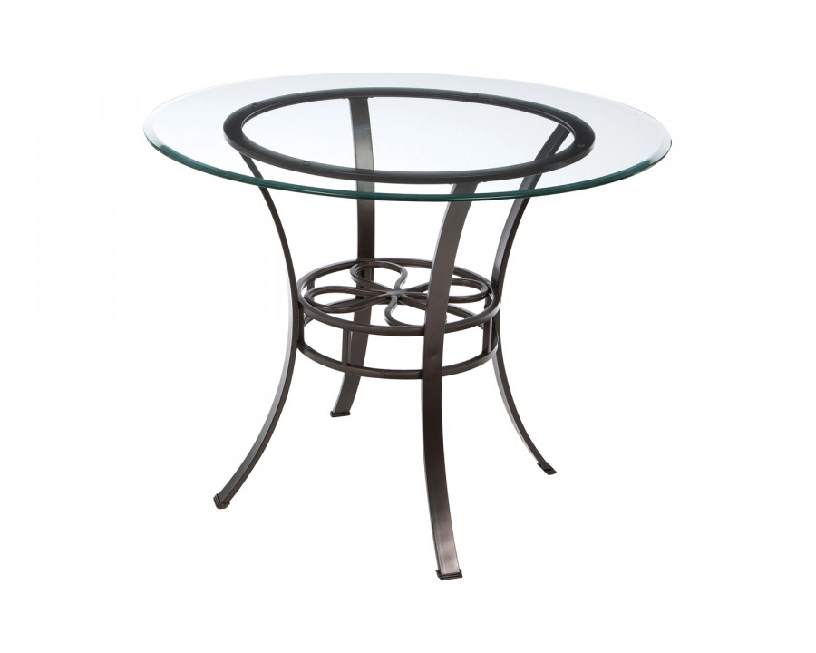 FaFurn - Round Glass Top Dining Table with Durable Metal Base