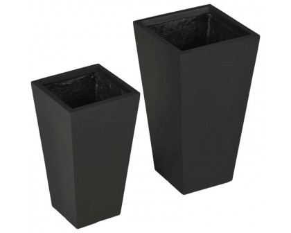 FaFurn Set of 2 Modern Lightweight Flower Pot Planters - Black