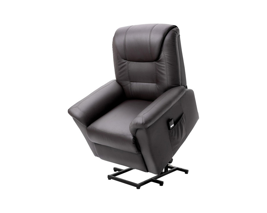 FaFurn Brown Electric Pu Leather Power Lift Chair with Remote Control & Side Pockets