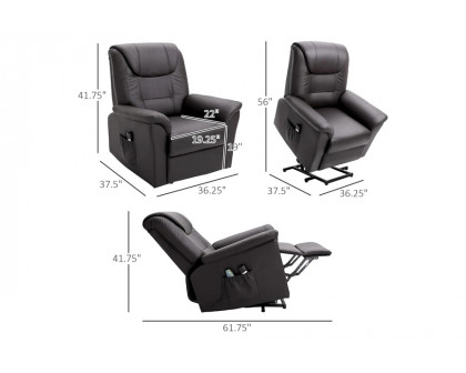 FaFurn Brown Electric Pu Leather Power Lift Chair with Remote Control & Side Pockets