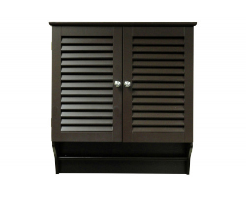 FaFurn - Espresso Wall Mounted Bathroom Cabinet with Shelves and Towel Bar