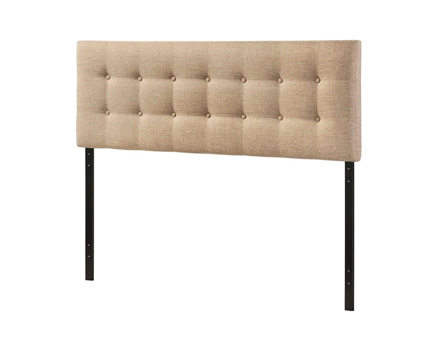 FaFurn Modern Fabric Upholstered Button Tufted Headboard - Beige, Full Size