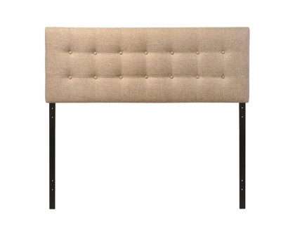 FaFurn Modern Fabric Upholstered Button Tufted Headboard - Beige, Full Size