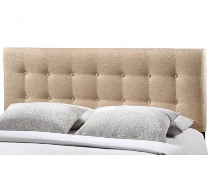 FaFurn Modern Fabric Upholstered Button Tufted Headboard - Beige, Full Size