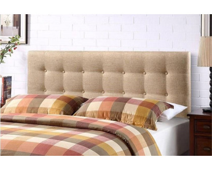 FaFurn Modern Fabric Upholstered Button Tufted Headboard - Beige, Full Size