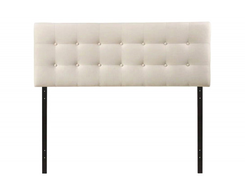 FaFurn Modern Fabric Upholstered Button Tufted Headboard - Ivory, Queen Size