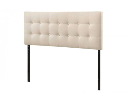 FaFurn Modern Fabric Upholstered Button Tufted Headboard - Ivory, Queen Size