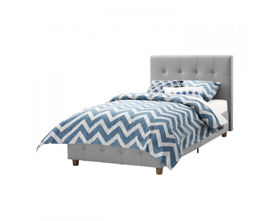 FaFurn - Twin Size Platform Bed Frame with Button-Tufted Headboard