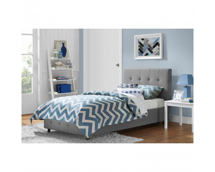 FaFurn - Twin Size Platform Bed Frame with Button-Tufted Headboard