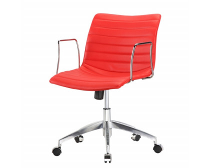 FaFurn Office Chair - Red, Faux Leather