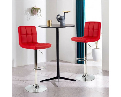 FaFurn Set of 2 Modern Adjustable Barstool with Comfortable PU Leather Seat - Red