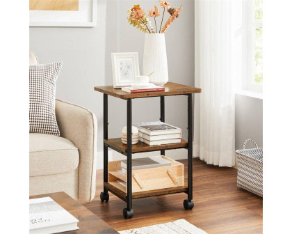 FaFurn Modern Printer Stand - Rustic Wood, Metal/Wood