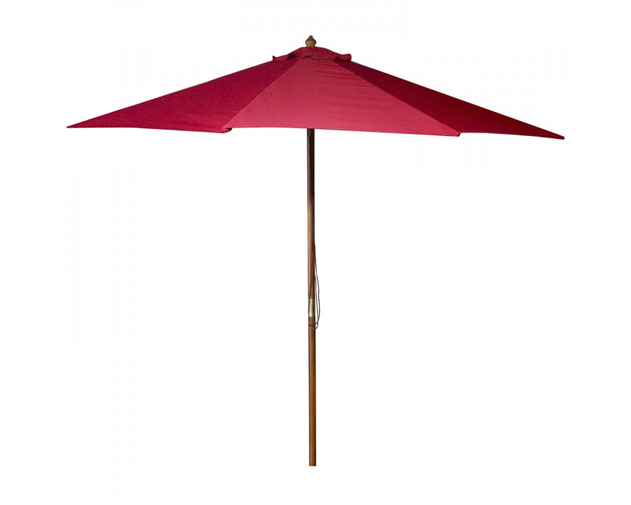 FaFurn - Patio Umbrella with Pulley and Red Polyester Canopy