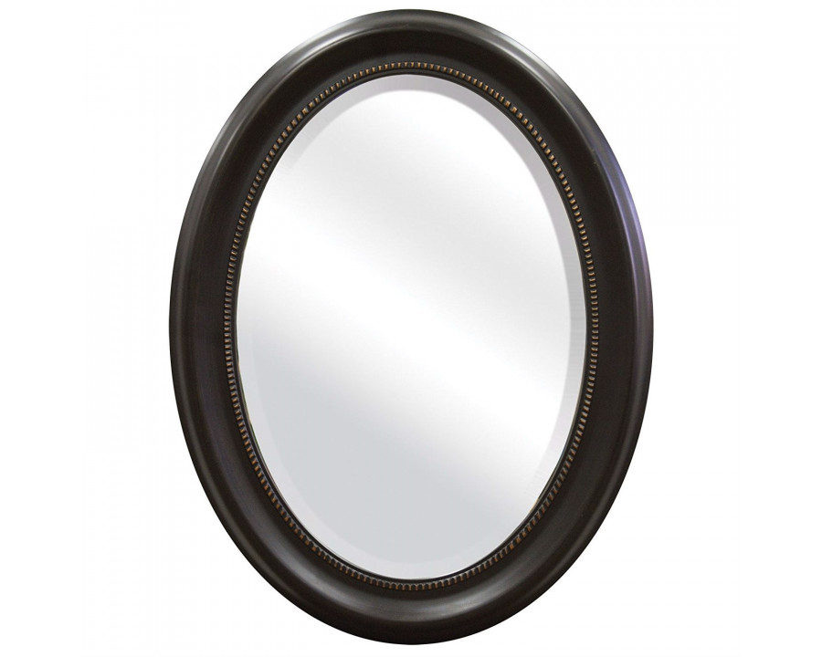 FaFurn Round Mirror with Beveled Edge and Frame - Bronze