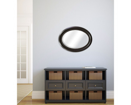 FaFurn Round Mirror with Beveled Edge and Frame - Bronze