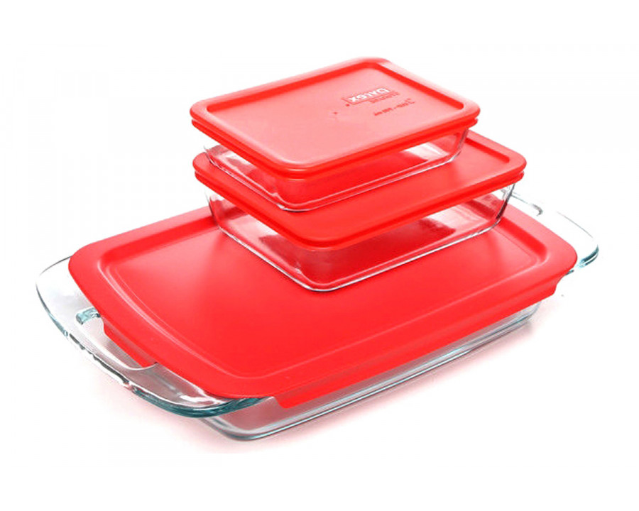 FaFurn - 6-Piece Glass Bakeware Food Storage Set of 3