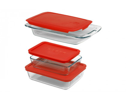 FaFurn - 6-Piece Glass Bakeware Food Storage Set of 3