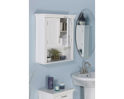 FaFurn - White Bathroom Wall Cabinet Cupboard with Open Shelf