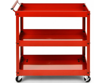 FaFurn Serving Utility Cart with 2 Bottom Shelves - Red, Steel