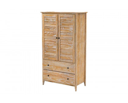 FaFurn - Farmhome Louvered Distressed Pine Armoire