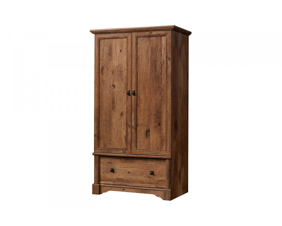 FaFurn - Rustic Oak Drawer and Garment Rod Wardrobe Armoire