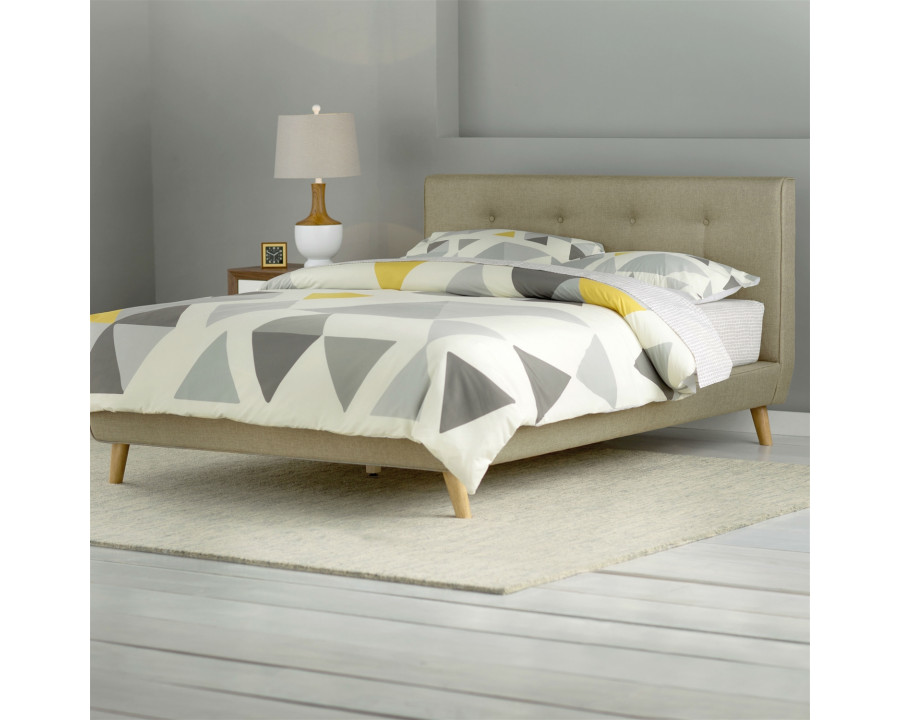 FaFurn - Queen Size Platform Bed Frame in Beige