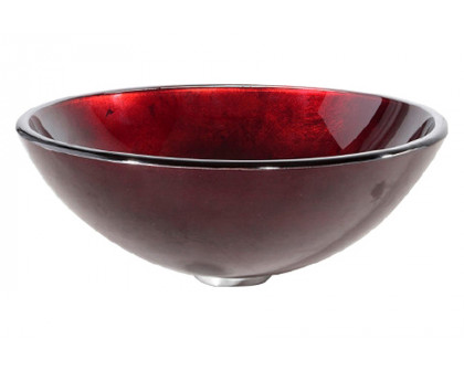 FaFurn - Round Red Tempered Glass Bowl Shape Vessel Bathroom Sink