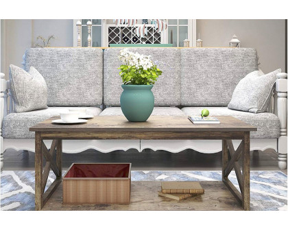 FaFurn™ Contemporary 2-Tier Farmhouse Coffee Table - Rustic