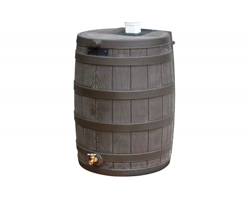 FaFurn - Brown Oak 50-Gallon Plastic Rain Barrel with Bottom Spigot