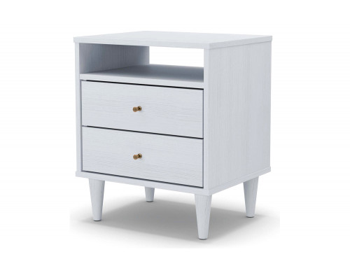 FaFurn Farmhouse Rustic Mid Century 2 Drawer Nightstand - Rustic White