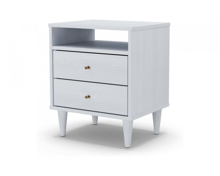 FaFurn Farmhouse Rustic Mid Century 2 Drawer Nightstand - Rustic White