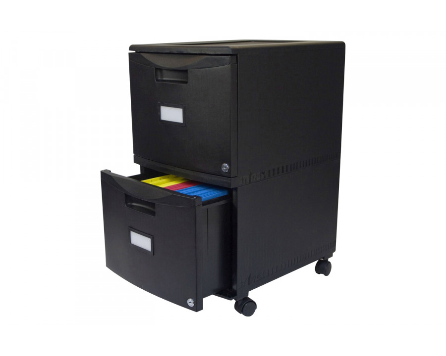 FaFurn - Black 2-Drawer Locking Letter/Legal Size File Cabinet with Casters/Wheels