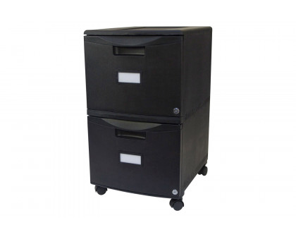 FaFurn - Black 2-Drawer Locking Letter/Legal Size File Cabinet with Casters/Wheels