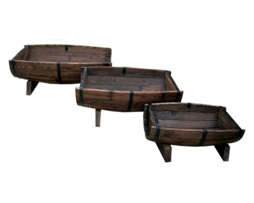 FaFurn - Half Barrel Wood Planters (Set of 3)