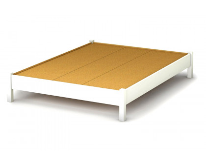 FaFurn - Full Size Simple Platform Bed in White Finish Modern Design