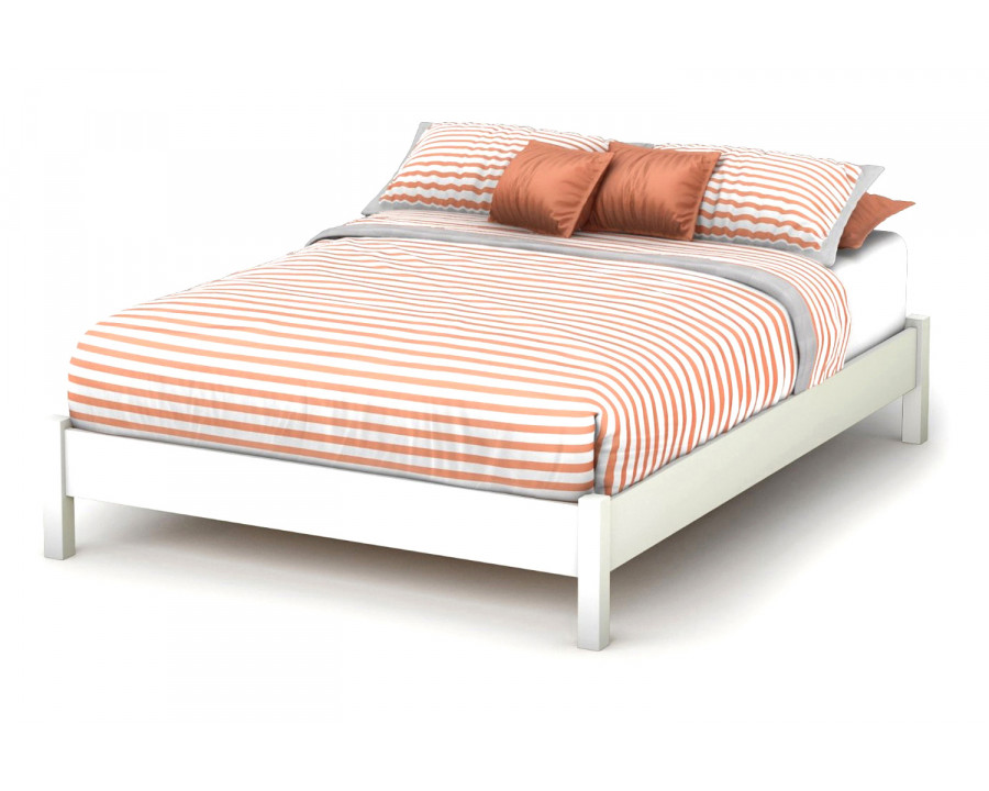 FaFurn - Full Size Simple Platform Bed in White Finish Modern Design