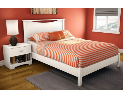 FaFurn - Full Size Simple Platform Bed in White Finish Modern Design