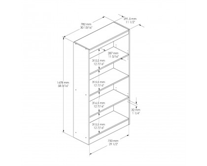 FaFurn™ 4-Shelf Bookcase - Natural Maple, Wood