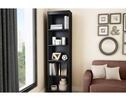 FaFurn 5-Shelf Narrow Bookcase - Black