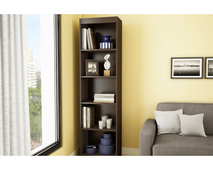 FaFurn 5-Shelf Narrow Bookcase - Chocolate