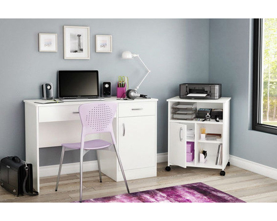 FaFurn Modern Home Office Printer Stand Cart with Casters - White