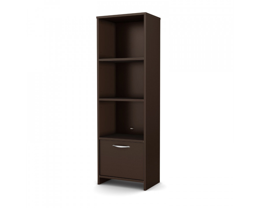 FaFurn - 3-Shelf Bookcase with Bottom Door Storage Space in Chocolate, Wood