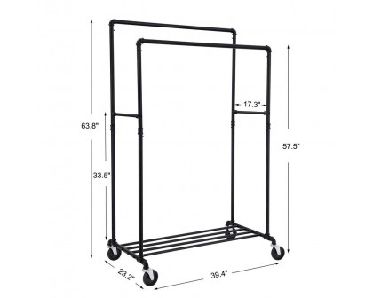 FaFurn Garment Rack Clothes with Locking Wheels - Black, Iron