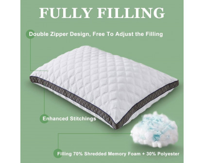 FaFurn - Set of 2 Memory Foam Bed Pillow with Removeable Cover in Standart Size